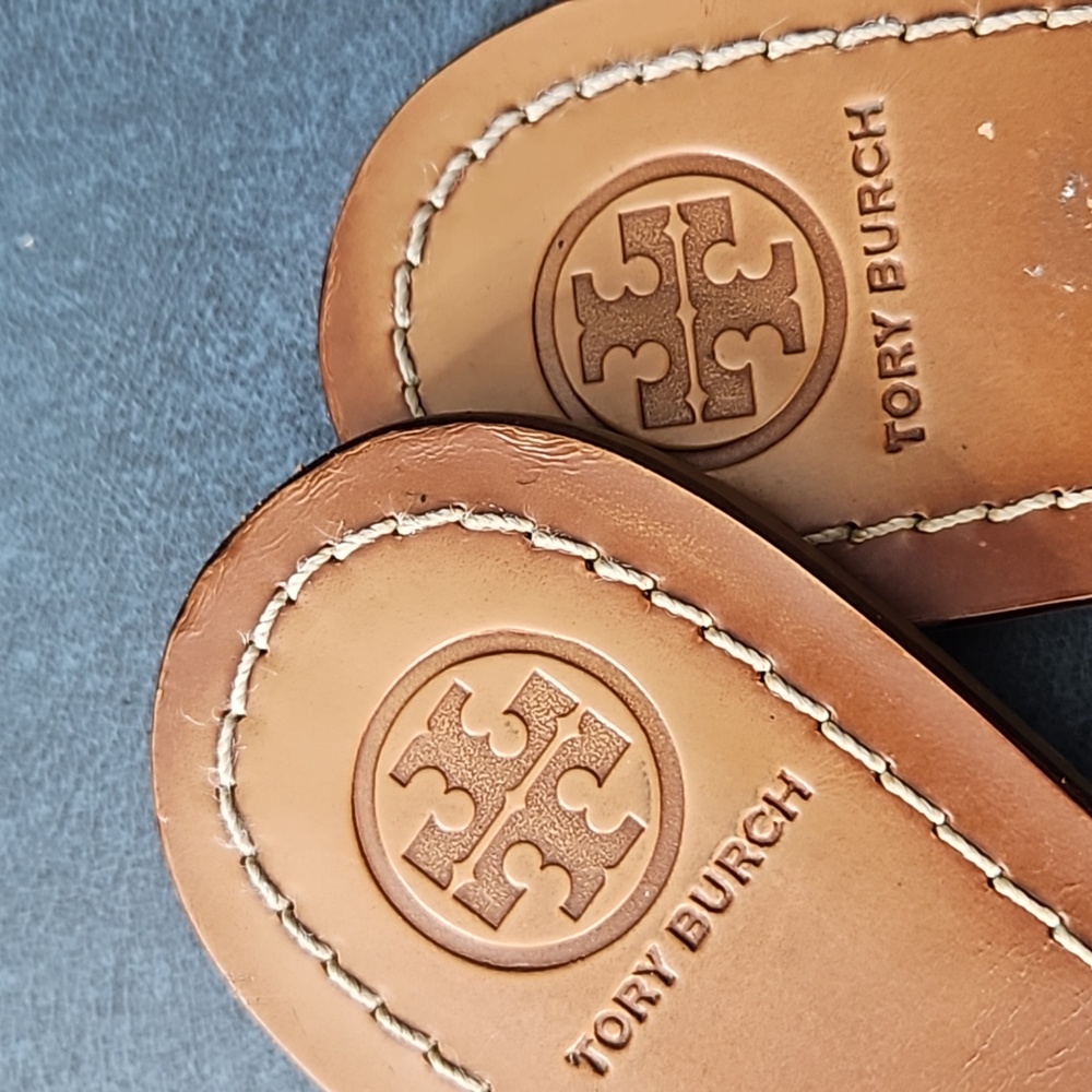 Tory Burch Tan Leather Thong Sandals - Picture 4 of 7